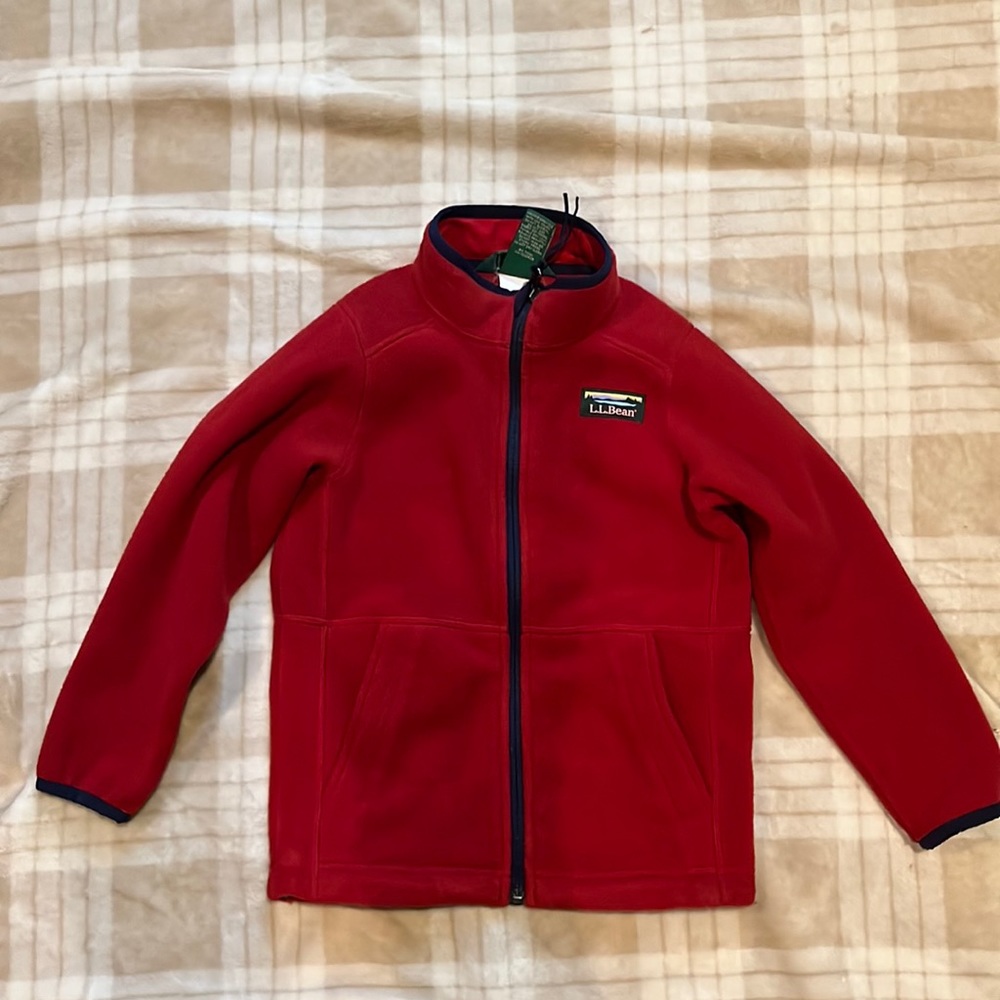 LL Bean Kids Medium (5/6) Red Zip Up Fleece Jacket
